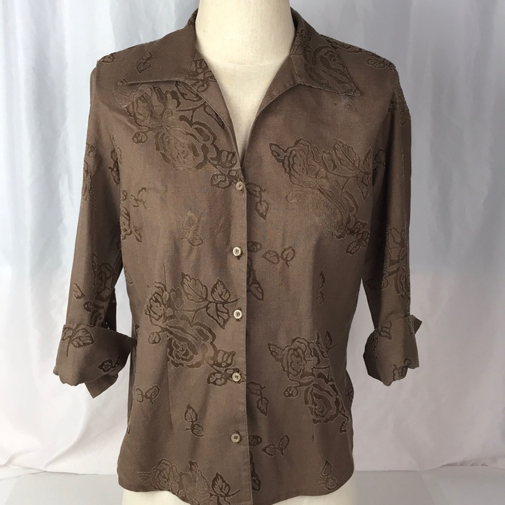 Harve Benard Brown 3/4 sleeve Sz M